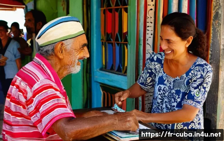 쿠바에서 흥정하는 방법 - **Prompt:** "A vibrant scene inside a bustling Cuban artisan market. A friendly, older Cuban male ar...