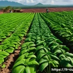 Home 20 쿠바에서 유명한 시가 브랜드 - A vibrant Cuban tobacco farm in the Vuelta Abajo region under a bright tropical sky, showcasing lush...